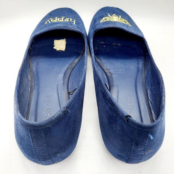 Madden Girl Bee Happy Navy Blue Glod Embroidered Round Toe Flats Women’s Sz 8.5 - Picture 5 of 9